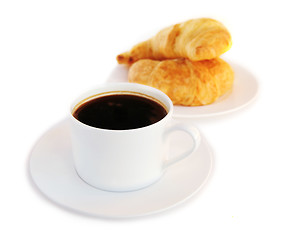 Image showing Coffee and croissants