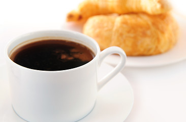 Image showing Coffee and croissants