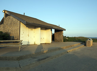 Image showing public  bathroom Ditch Plains Beach Montauk New York