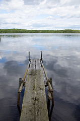 Image showing Weathered plank pier