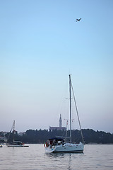 Image showing Anchored sailboats in Croatia