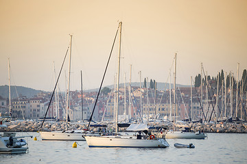 Image showing Sailboats in harbour