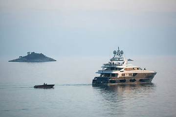 Image showing Yacht sailing in Adriatic sea at sunset