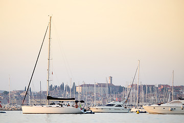 Image showing Sailboats in Rovinj harbour