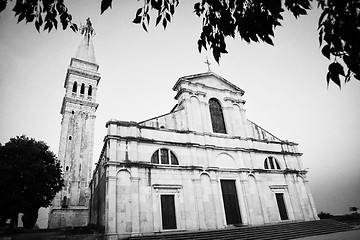 Image showing Saint Euphemia basilica at sunset bw