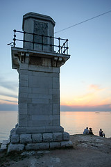 Image showing Tourists watching sunset in Rovinj