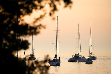 Image showing Sailboats in Adriatic sea at sunset