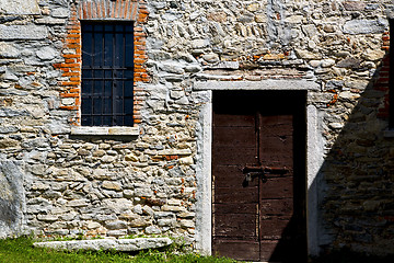 Image showing brown door    italy       in  the milano old   window closed bri