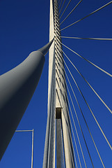 Image showing Details of Ada bridge tower in Belgrade, Serbia