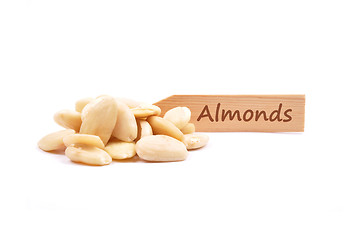 Image showing Blanched almonds at plate