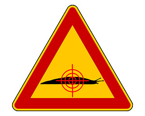 Image showing Aim at slugs warning sign