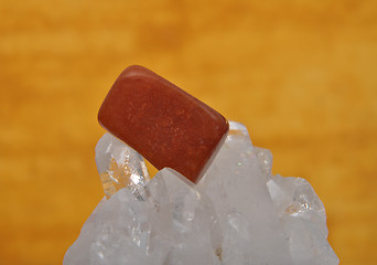 Image showing Aventurin on rock crystal
