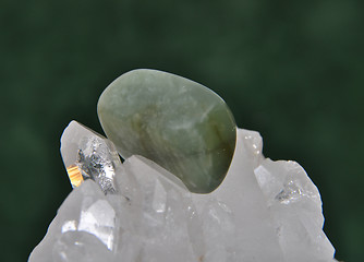 Image showing Moss agate on rock crystal