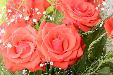 Image showing Red roses bouquet, flowers bouquet