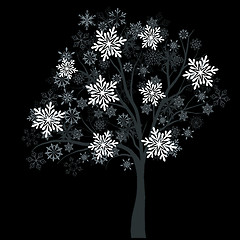 Image showing Winter tree with snowflakes