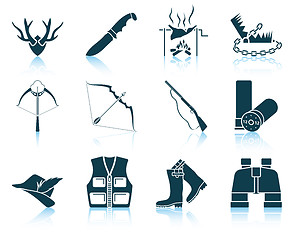 Image showing Set of hunting icons