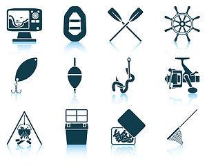 Image showing Set of fishing icons