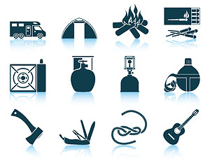Image showing Set of camping icons.
