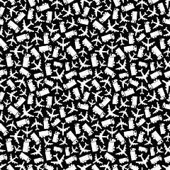 Image showing Airplane and truck. Seamless pattern.