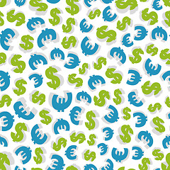 Image showing Dollar and euro Seamless pattern.