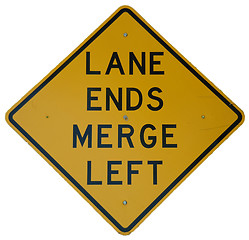 Image showing Lane Ends Merge Left