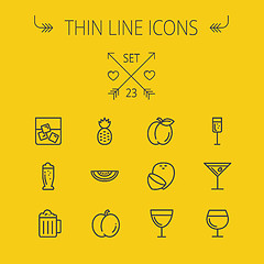 Image showing Food thin line icon set