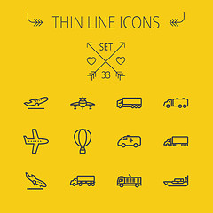 Image showing Transportation thin line icon set