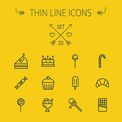 Image showing Food thin line icon set