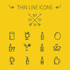 Image showing Food thin line icon set