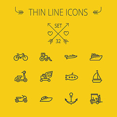 Image showing Transportation thin line icon set