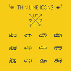 Image showing Transportation thin line icon set