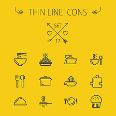 Image showing Food thin line icon set