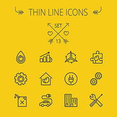 Image showing Ecology thin line icon set