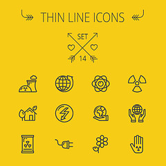 Image showing Ecology thin line icon set