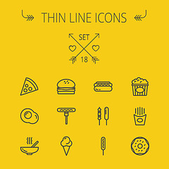 Image showing Food thin line icon set