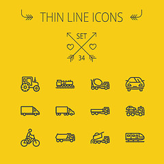 Image showing Transportation thin line icon set