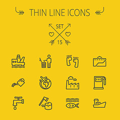 Image showing Ecology thin line icon set
