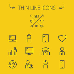 Image showing Technology thin line icon set