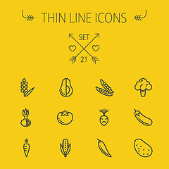 Image showing Food thin line icon set