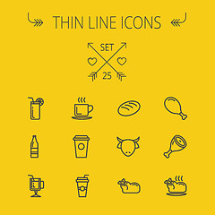 Image showing Food thin line icon set