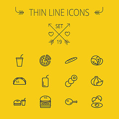 Image showing Food thin line icon set