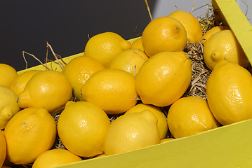 Image showing lemons in wooden crate