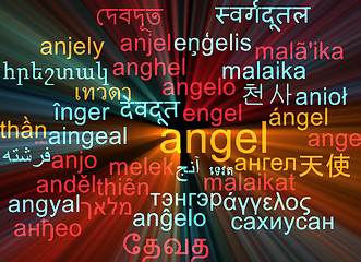 Image showing Angel multilanguage wordcloud background concept glowing