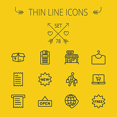 Image showing Business shopping thin line icon set