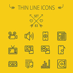 Image showing Mutimedia thin line icon set