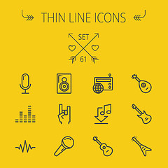Image showing Music and entertainment thin line icon set