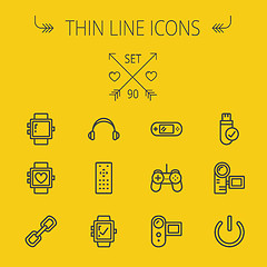 Image showing Technology thin line icon set