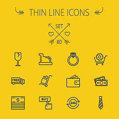 Image showing Business shopping thin line icon set