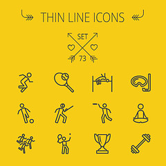 Image showing Sports thin line icon set