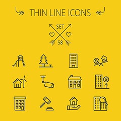 Image showing Real Estate thin line icon set